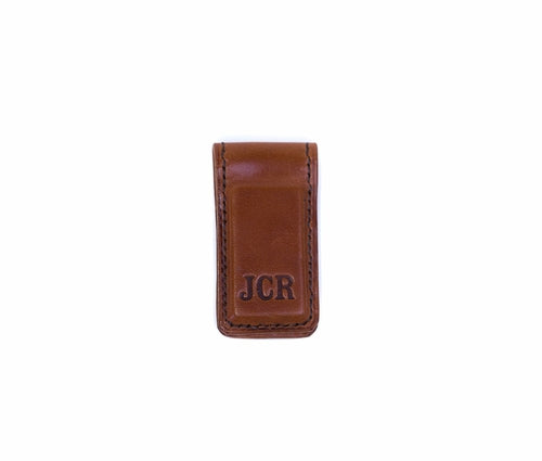Handmade Leather Magnetic Money Clip – Full Grain, Personalised Initials