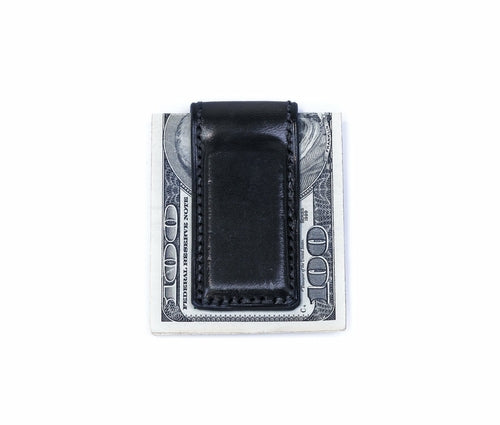 Handmade Leather Magnetic Money Clip – Full Grain, Personalised Initials