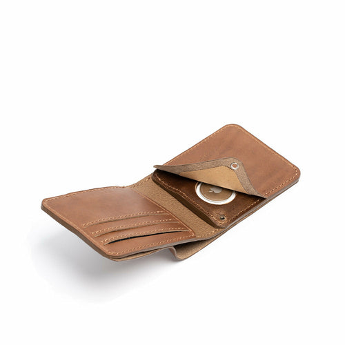 Handcrafted Leather AirTag Billfold Wallet – Fits US Dollar Bills, 7 Cards