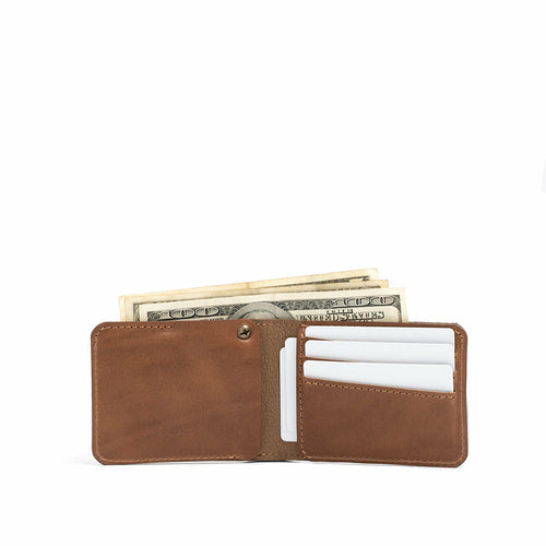 Handcrafted Leather AirTag Billfold Wallet – Fits US Dollar Bills, 7 Cards